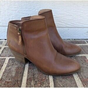 Frye Boots Judith Womens 8.5M Side Zip Ankle Bootie 3471733-WHE Brown Heels